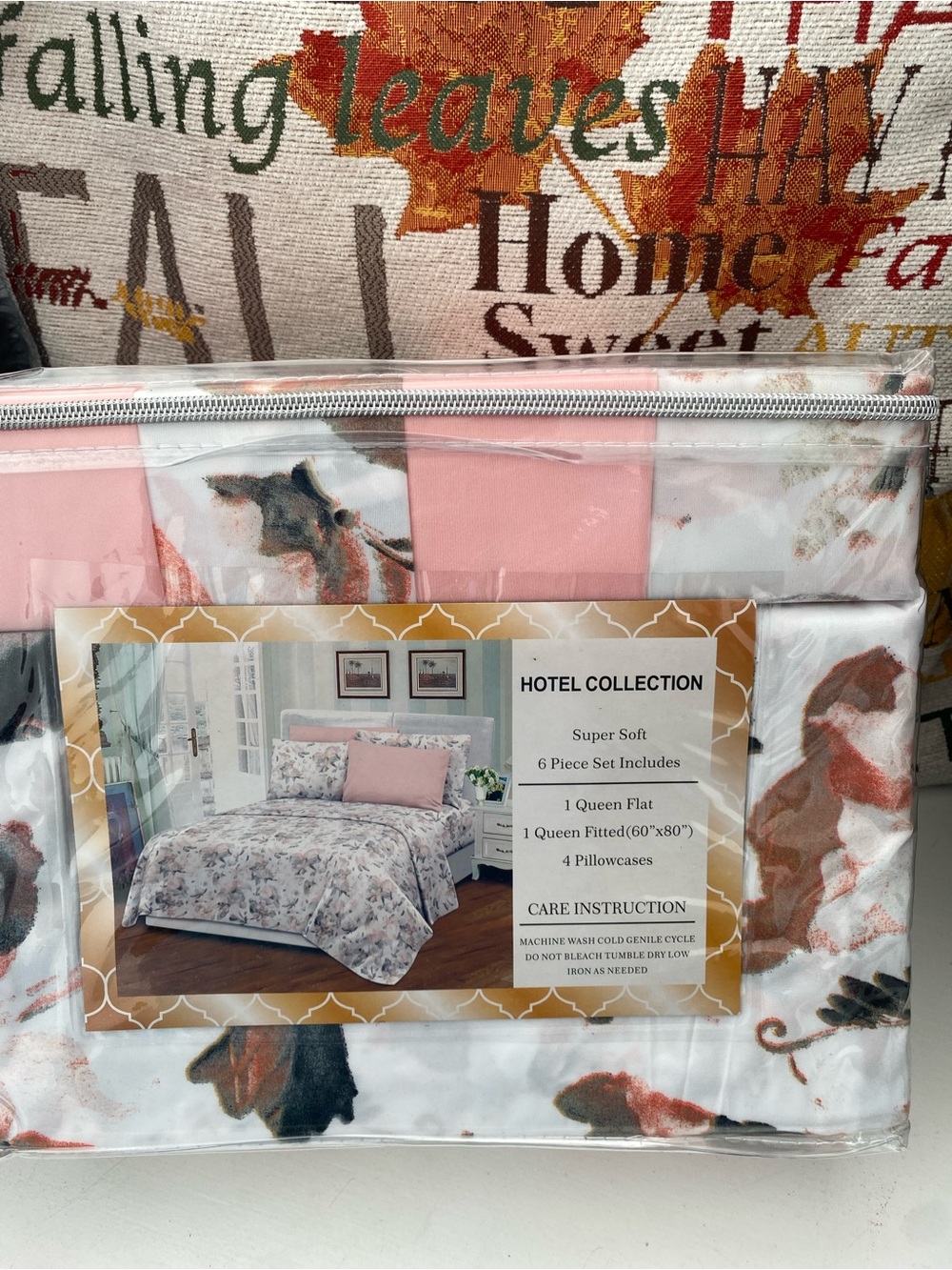 Hotel Collection Floral Queen Bedding Set in Pink, White, Brown